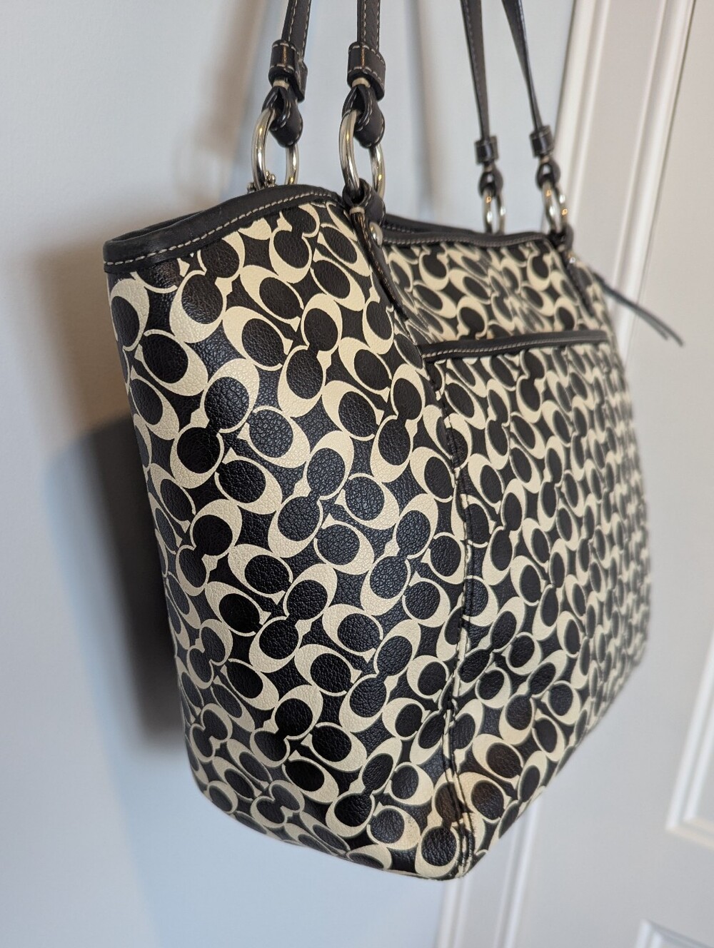 Coach Black and Cream Patterned Tote - Picture 5 of 9